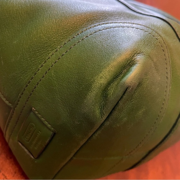 Vintage Coach Hampton Carryall Leather Shoulder Bag - Green - Picture 6 of 13